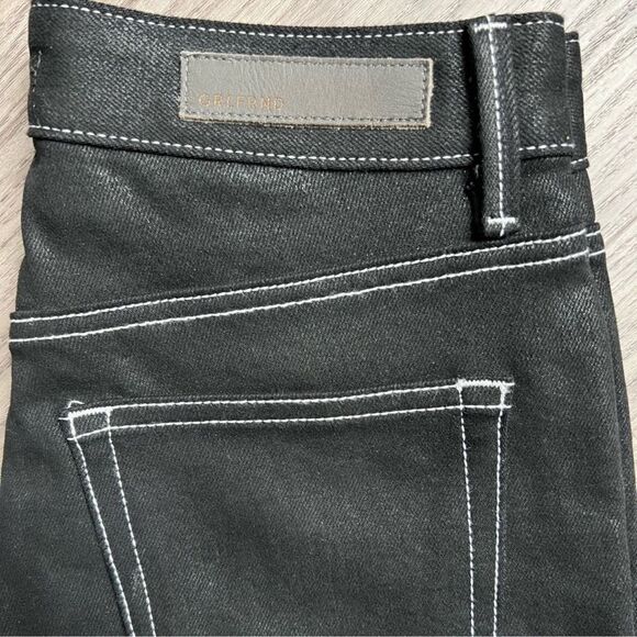 GRLFRND Coated Black White Stitch Denim Aurelia Jeans in Lights Out Sz 26 - Picture 6 of 14